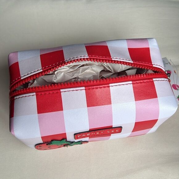 Dabney Lee  Strawberry Red and White Checkered Cosmetic Bag - Picture 9 of 11